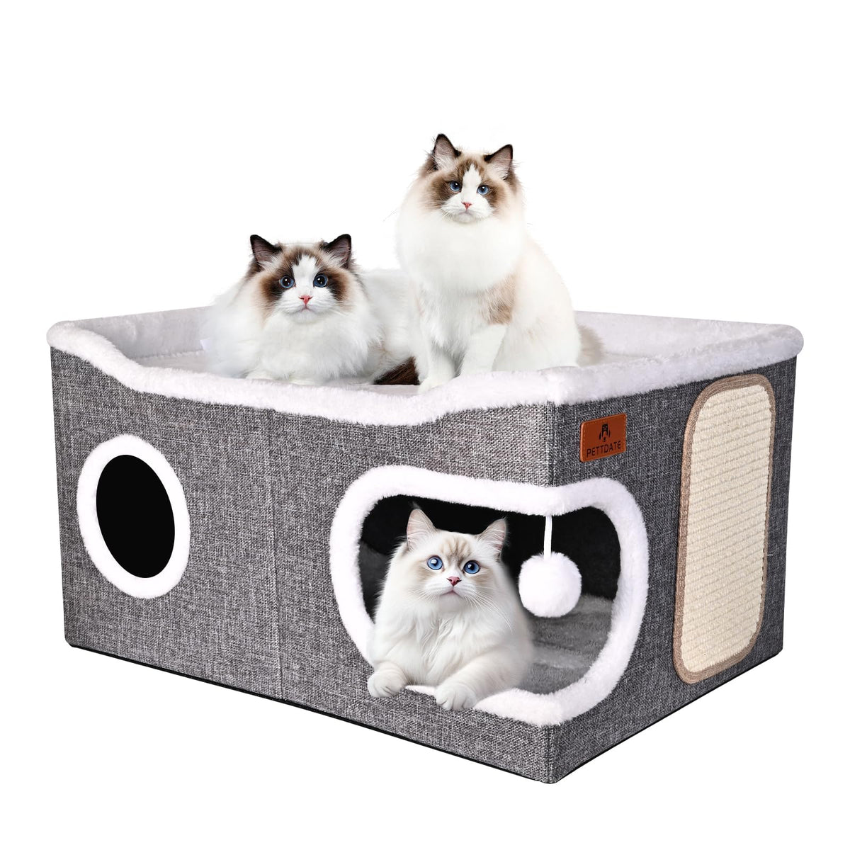 PETTDATE cama gato extra grande doble nivel, ideal para multigatos.