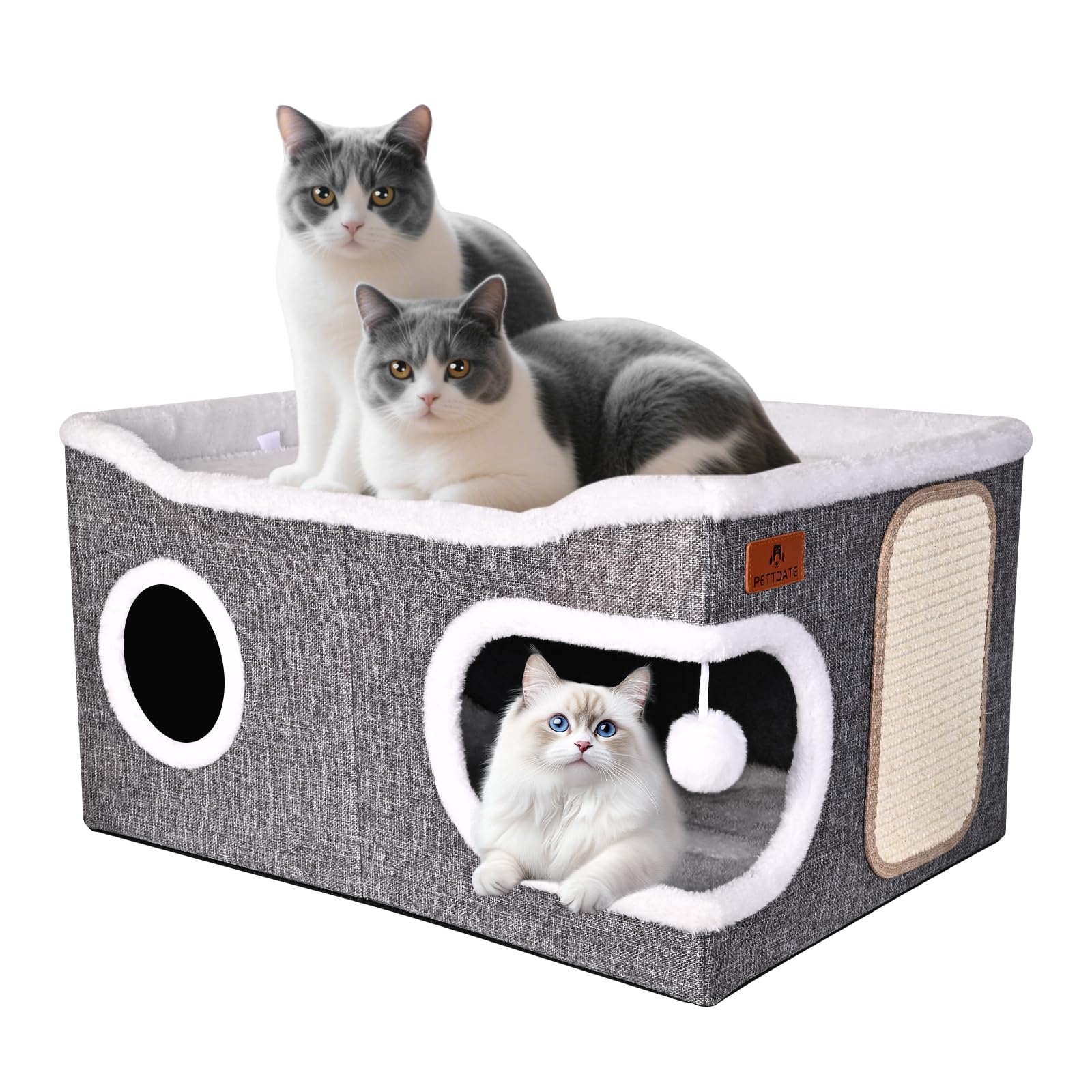 PETTDATE cama gato tejido terciopelo, acabado elegante y cómodo.