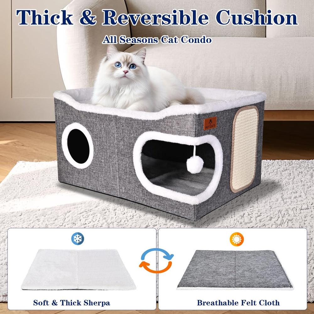 PETTDATE casa gato plegable, fácil de mover y almacenar.