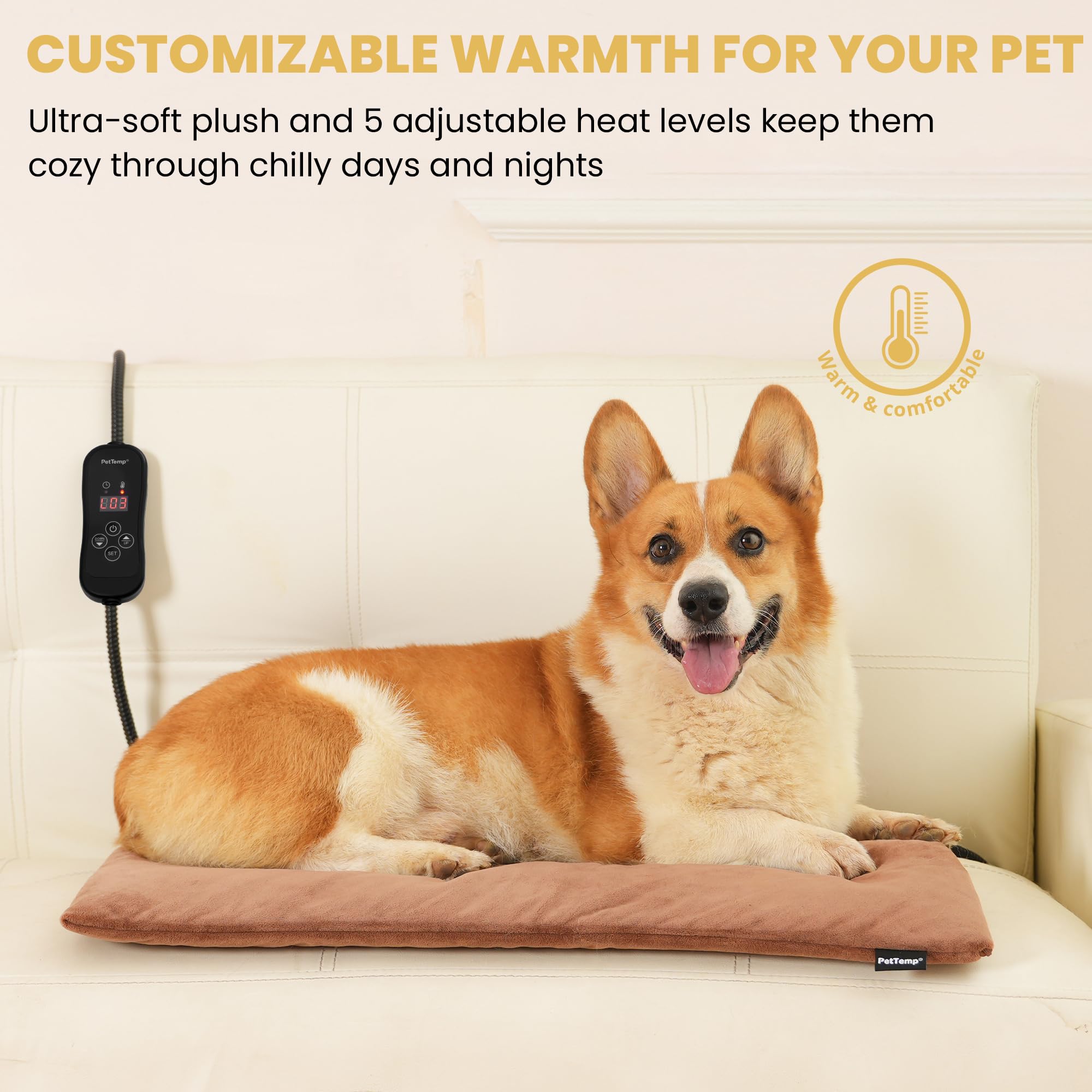 PetTemp funda suave removible, fácil de lavar.