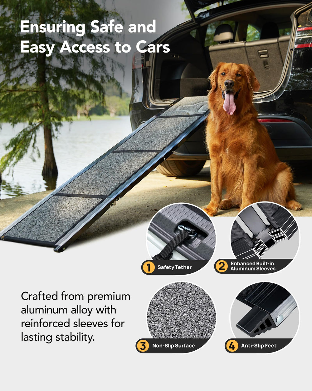 PetThem rampa plegable y compacta, fácil de guardar en casa o coche.
