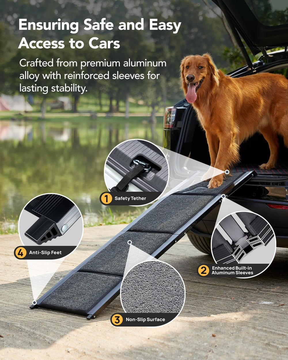 Estructura de aluminio reforzado de PetThem para soporte estable de hasta 250 libras.