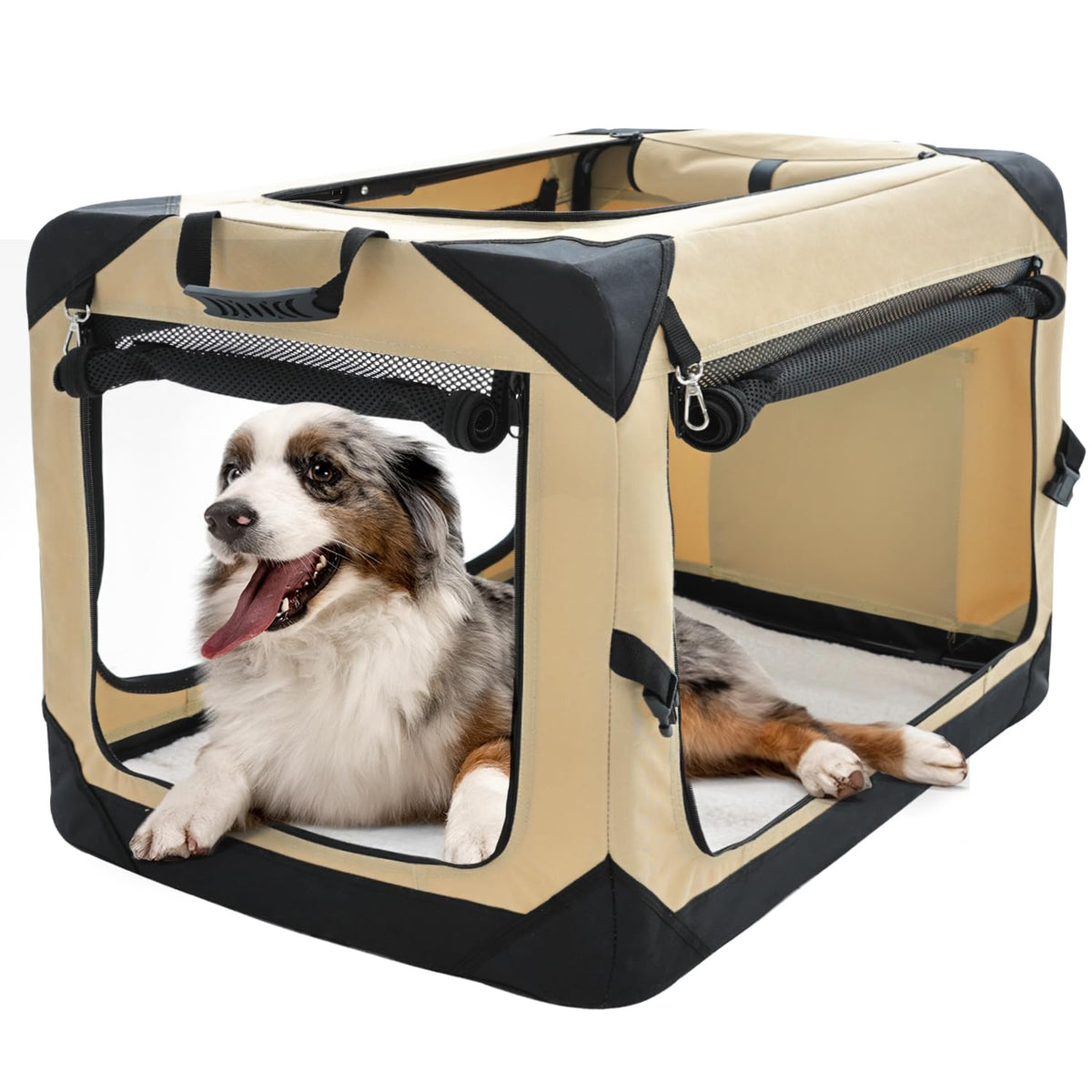 Pettycare jaula plegable para perros grandes con aberturas de malla y ventilación para uso interior o exterior