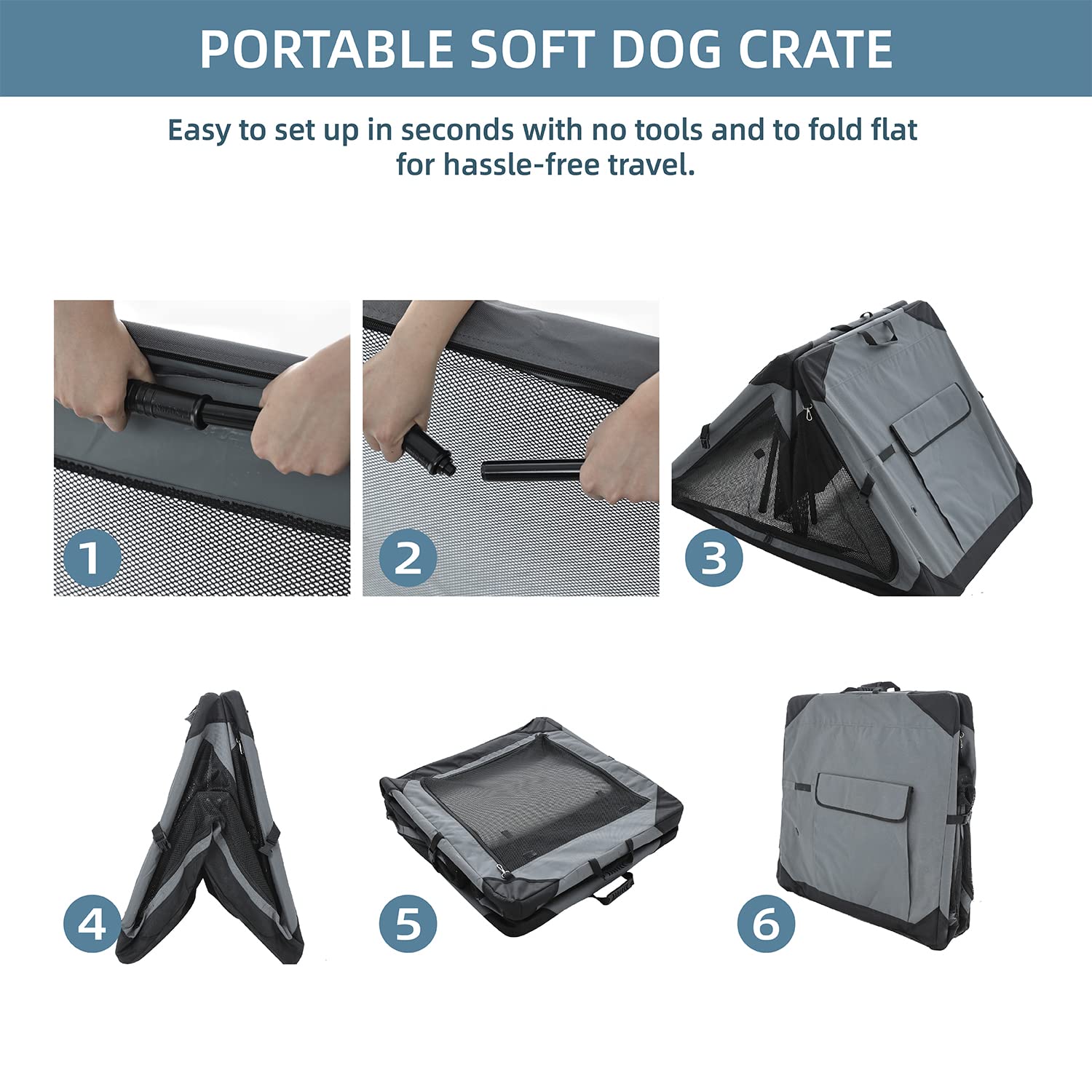 Pettycare jaula portátil con asas y bolsillos para accesorios