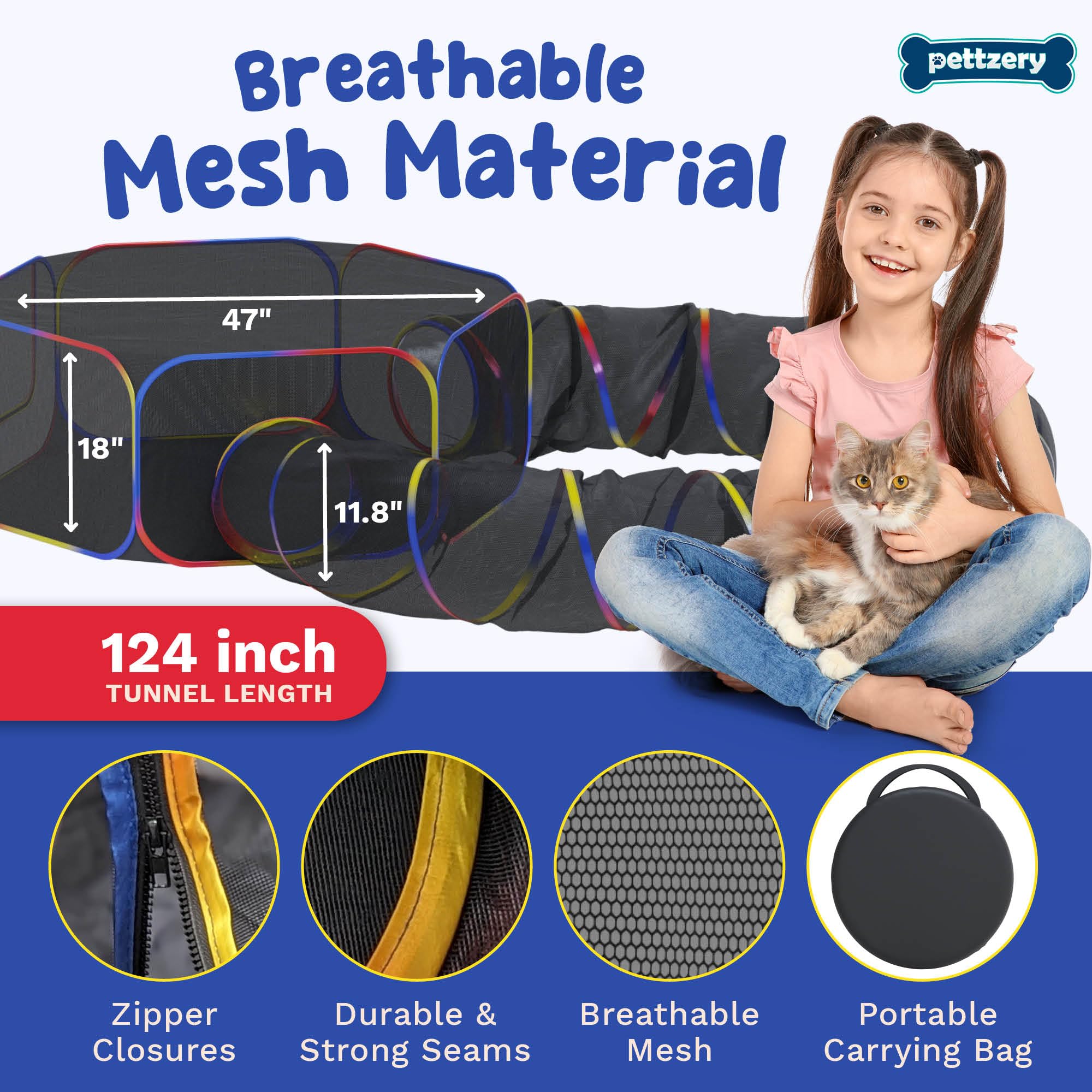 Pettzery bolsa de transporte, almacenamiento compacto para viajar.
