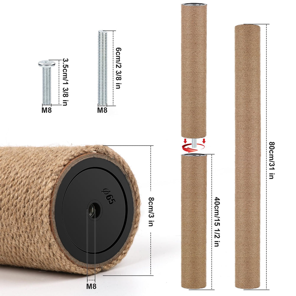 PETUOL: cuerda de yute natural para poste, mejora la experiencia de arañado de tu gato.