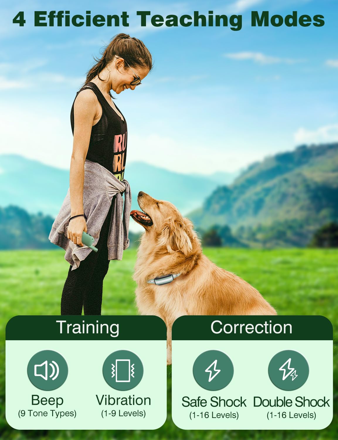 Peture collar con alcance de 3300 pies para entrenamiento al aire libre.