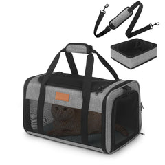 Transportín PETUX para mascotas bajo asiento, cómodo y apto para cabinas de avión.