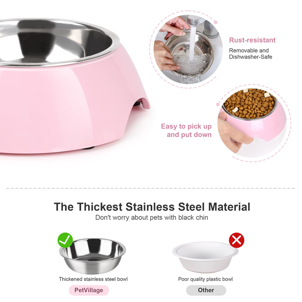 Diseño ergonómico Petvillage para una alimentación cómoda y práctica.