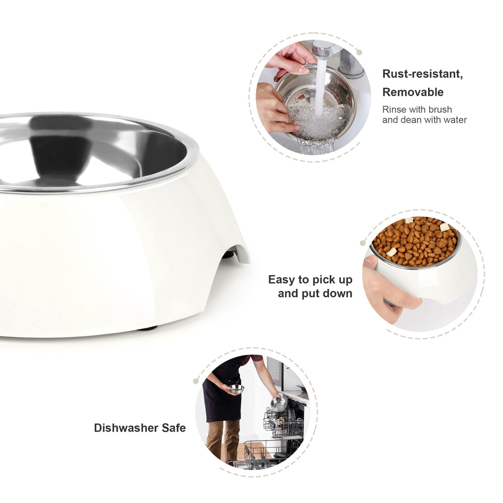 PetVillage diseño de dos tazones facilita alimentar perros y gatos simultáneamente.