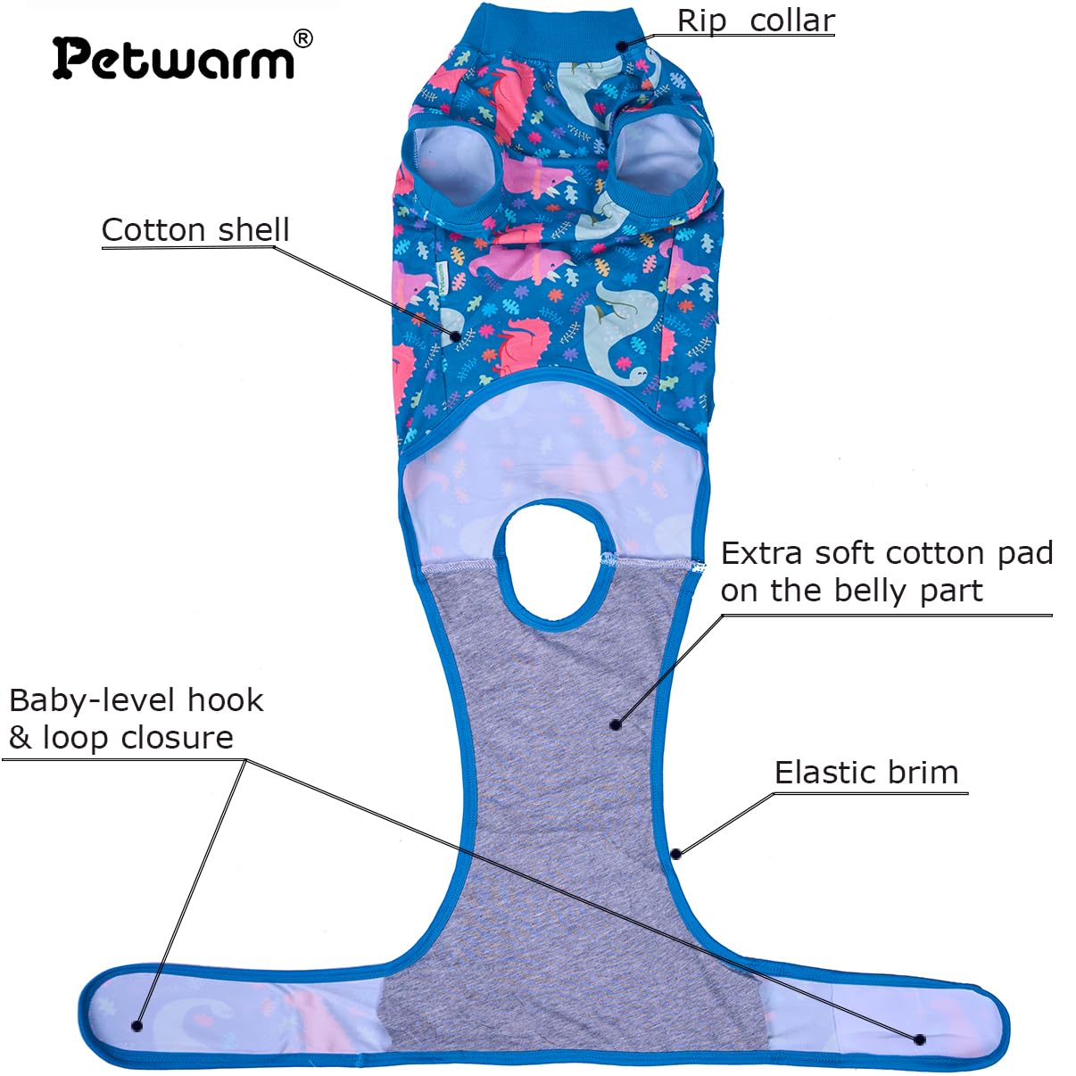 PetWarm mono para perros, ajuste trasero ajustable para mayor comodidad.