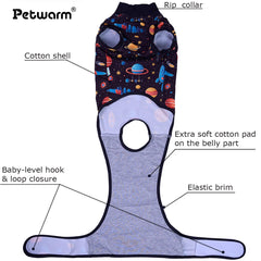 PetWarm camiseta quirúrgica para perro, visión lateral, protege la herida y reduce lamidos.