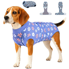PetWarm mono de recuperación para perros con diseño floral azul, comodidad durante la recuperación