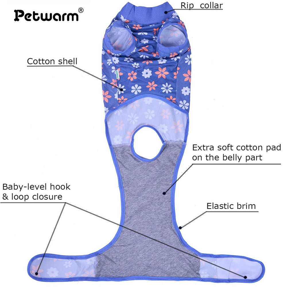 PetWarm mono de recuperación para perros con cierre ergonómico para ponérselo fácilmente
