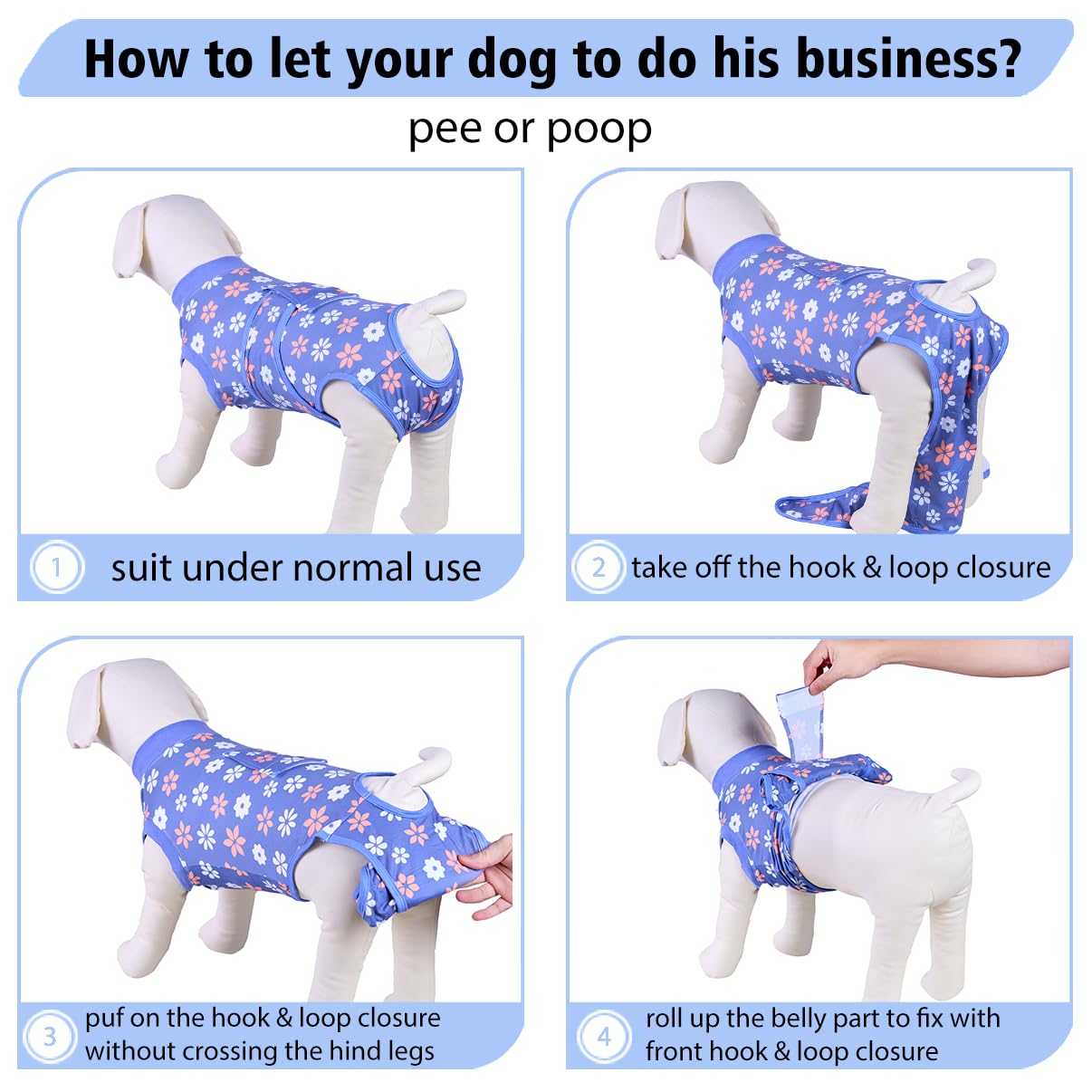 PetWarm mono de recuperación para perros, lavado a máquina para higiene