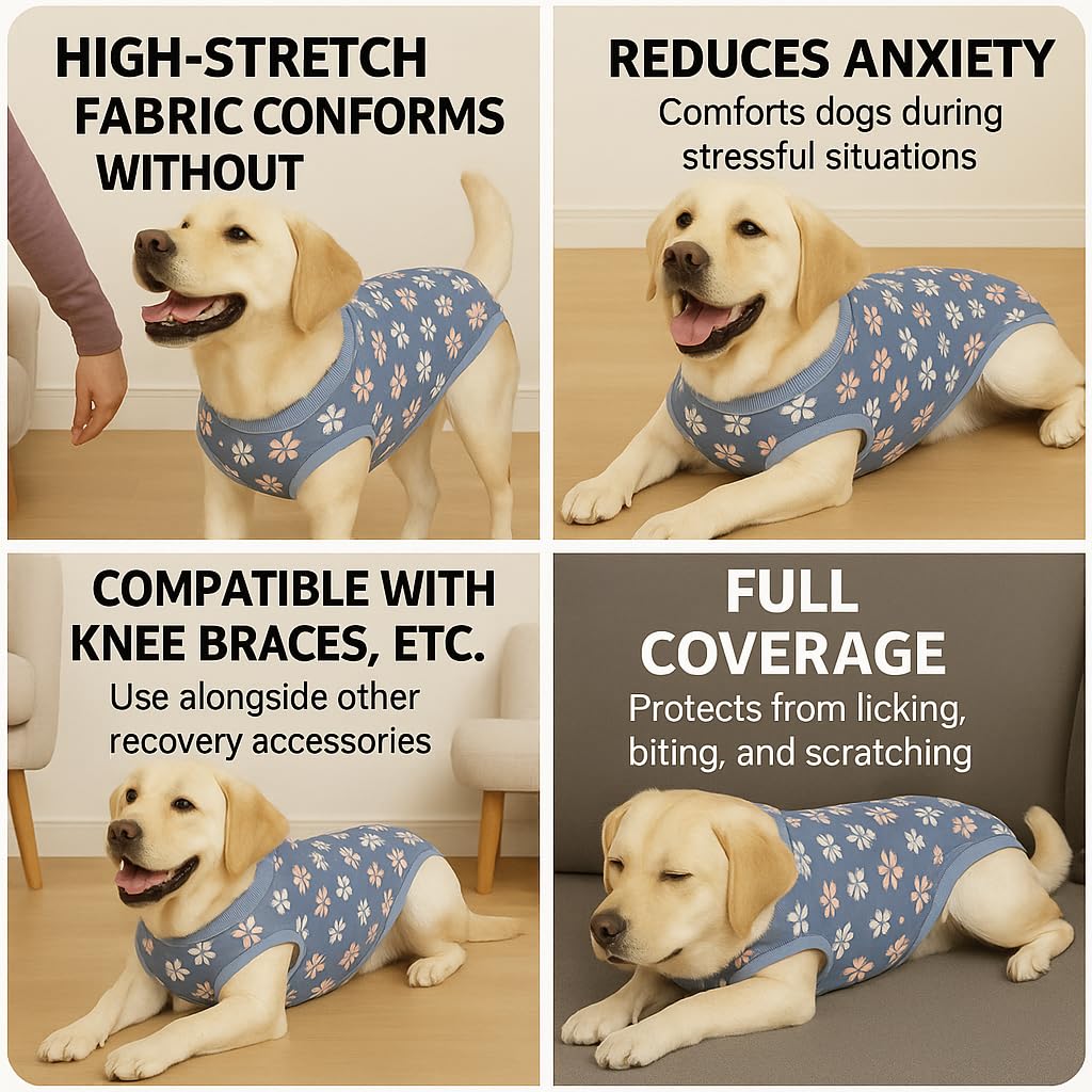 PetWarm mono de recuperación para perros, disponible en tallas XS a 2XL