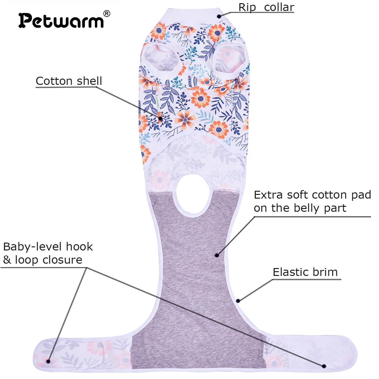 PetWarm onesie para esterilización, tela suave que facilita la movilidad del perro