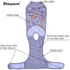 PetWarm traje de recuperación con diseño mono, facilita movilidad y comodidad.