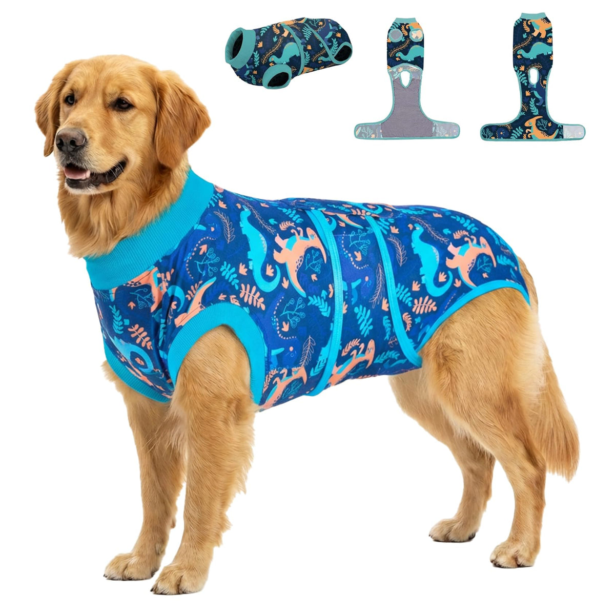 PetWarm traje de recuperacion para perro, patron dinosaurio, comodo y transpirable