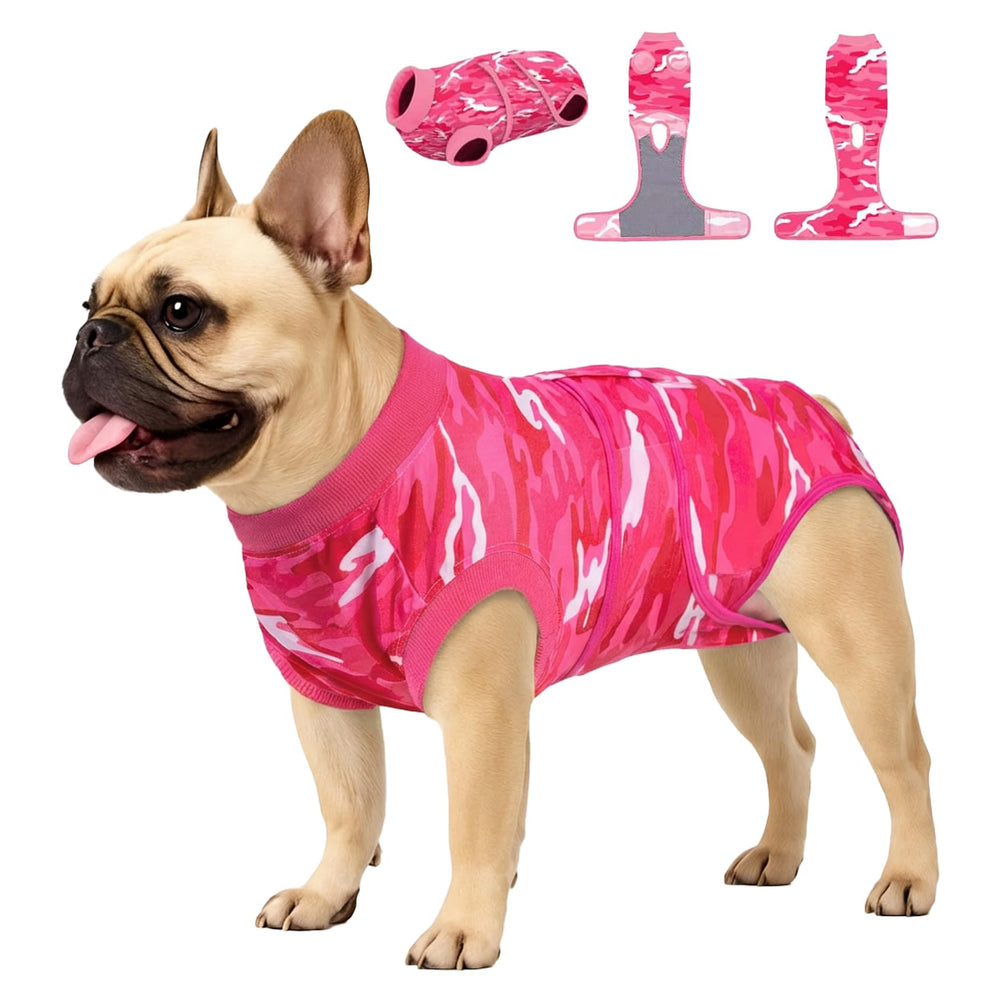 PetWarm traje quirúrgico para perros en camuflaje rosa, talla XS, favorece la comodidad.