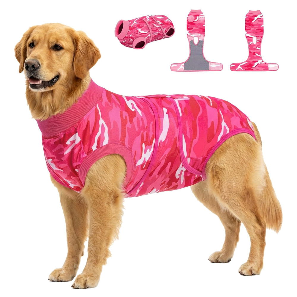 PetWarm traje de recuperación para perro camuflado rosado xl, protección suave y cómoda.