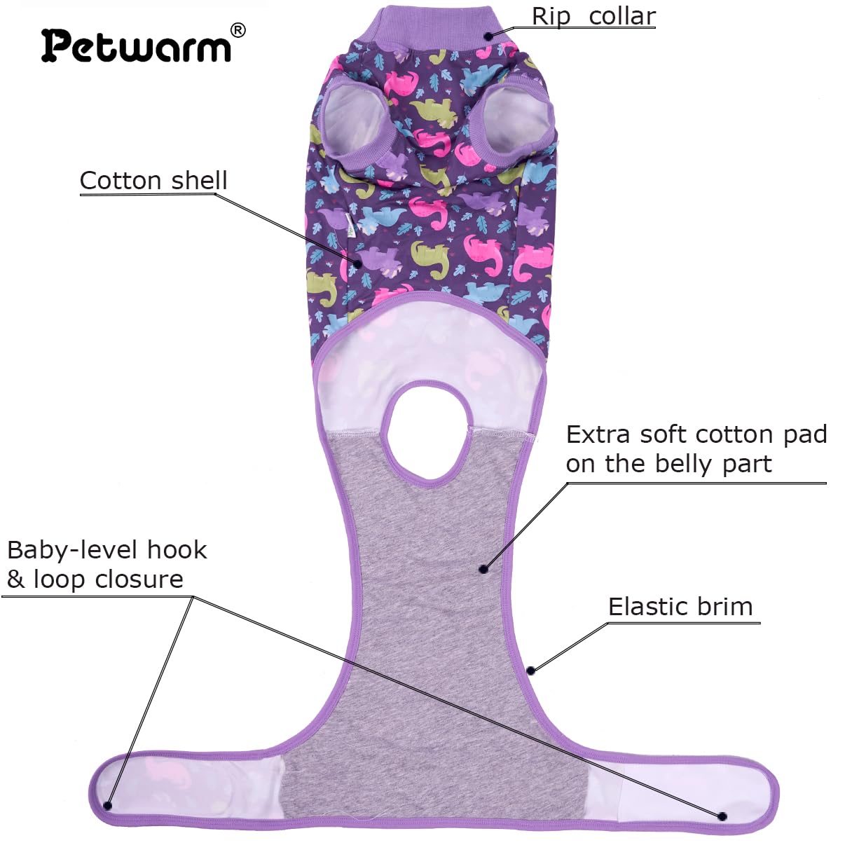 PetWarm traje recuperación con cierre trasero ajustable para un ajuste cómodo