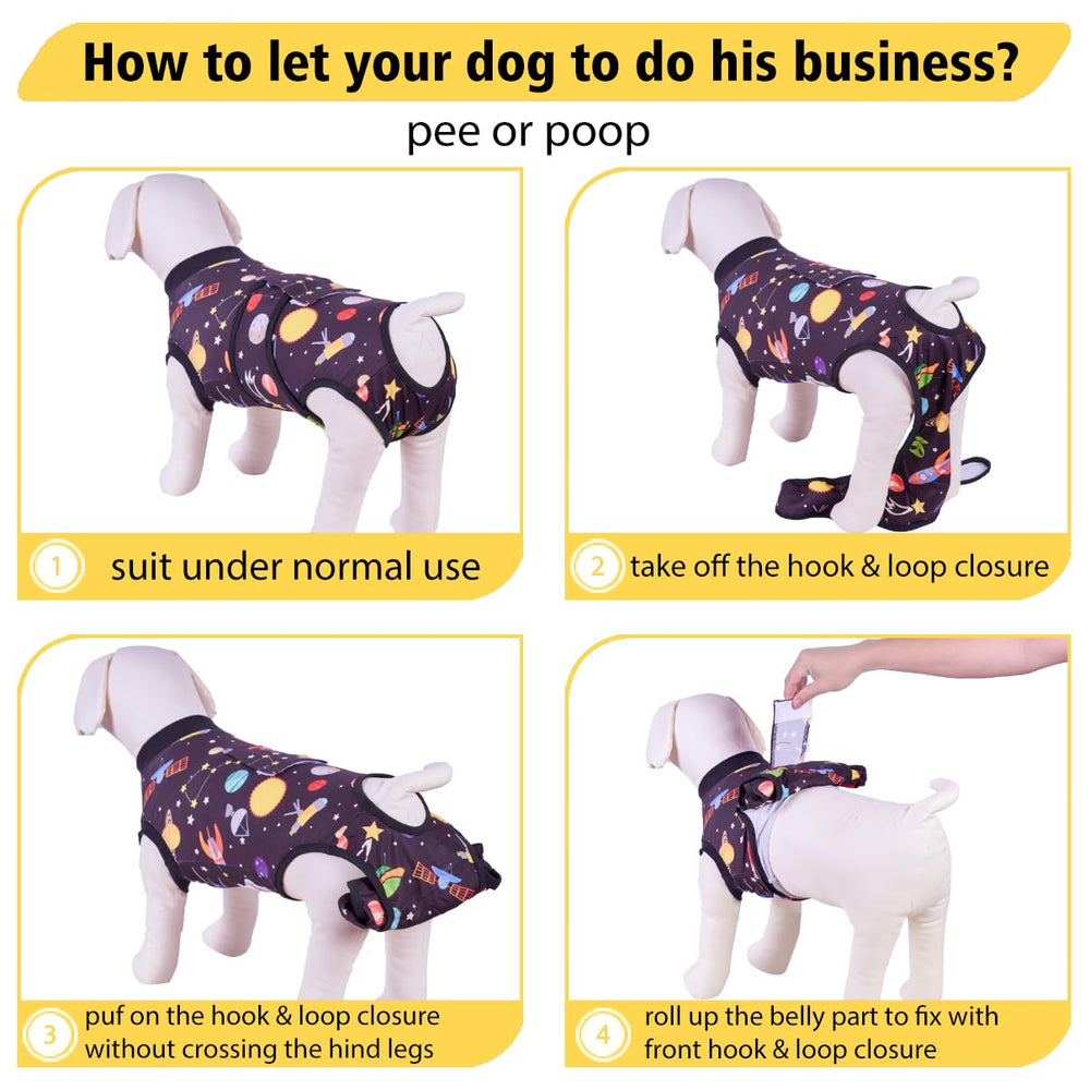 PetWarm traje recuperación para perros, color negro, aspecto moderno para volver a salir