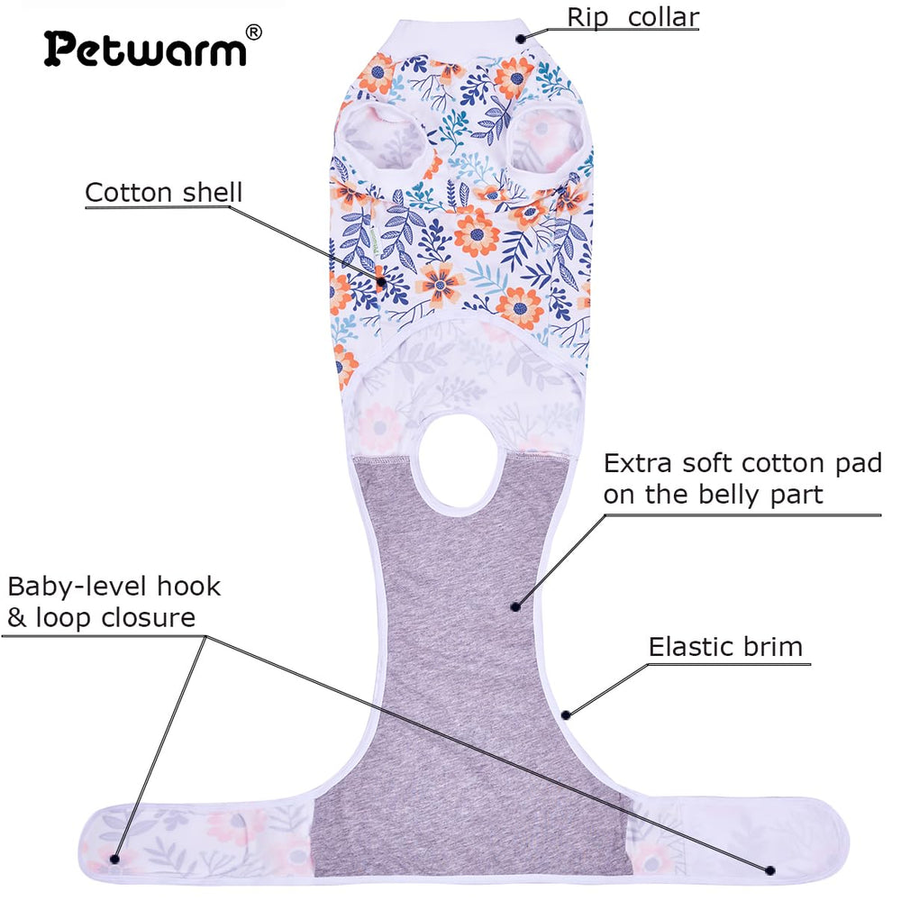 PetWarm traje recuperación perro - estampado flor naranja, estilo agradable.