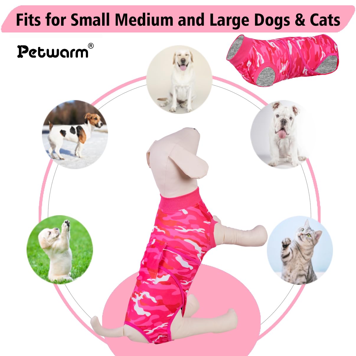 PetWarm traje protección abdominal para perros, evita lamidos y rasguños.