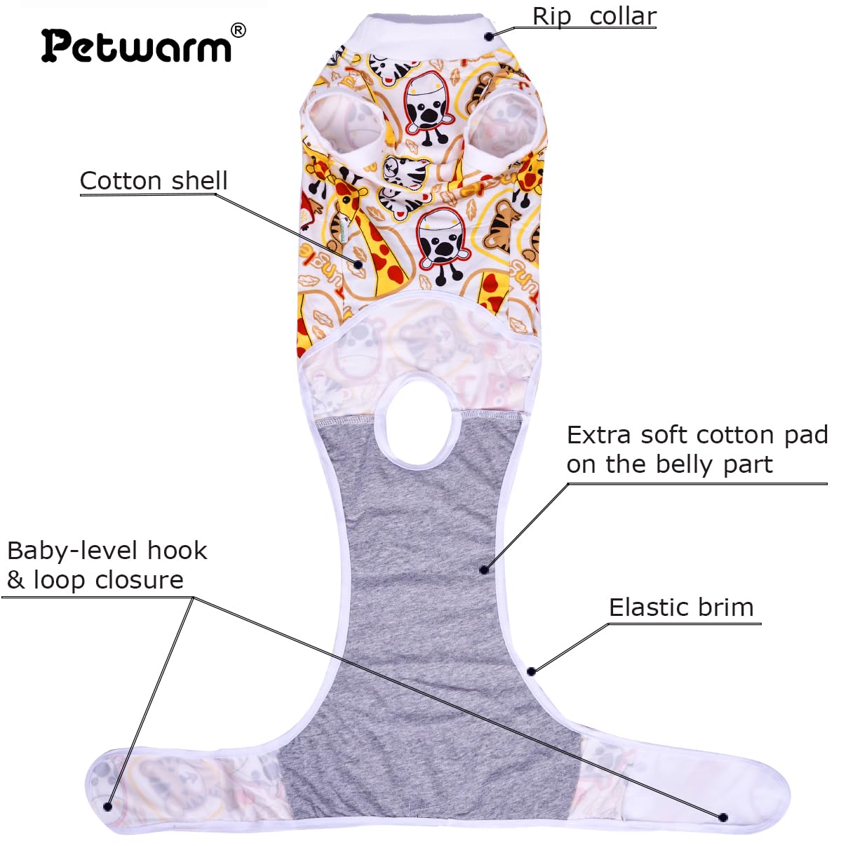 PetWarm traje con patrón zoo rojo-blanco para perros, cómodo y visualmente llamativo