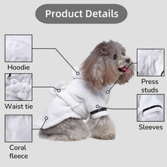 Petyoung bata de baño para mascotas, capucha lateral para comodidad.