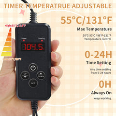 Controles de temperatura y temporizador PETZOOKA para un calor personalizado.