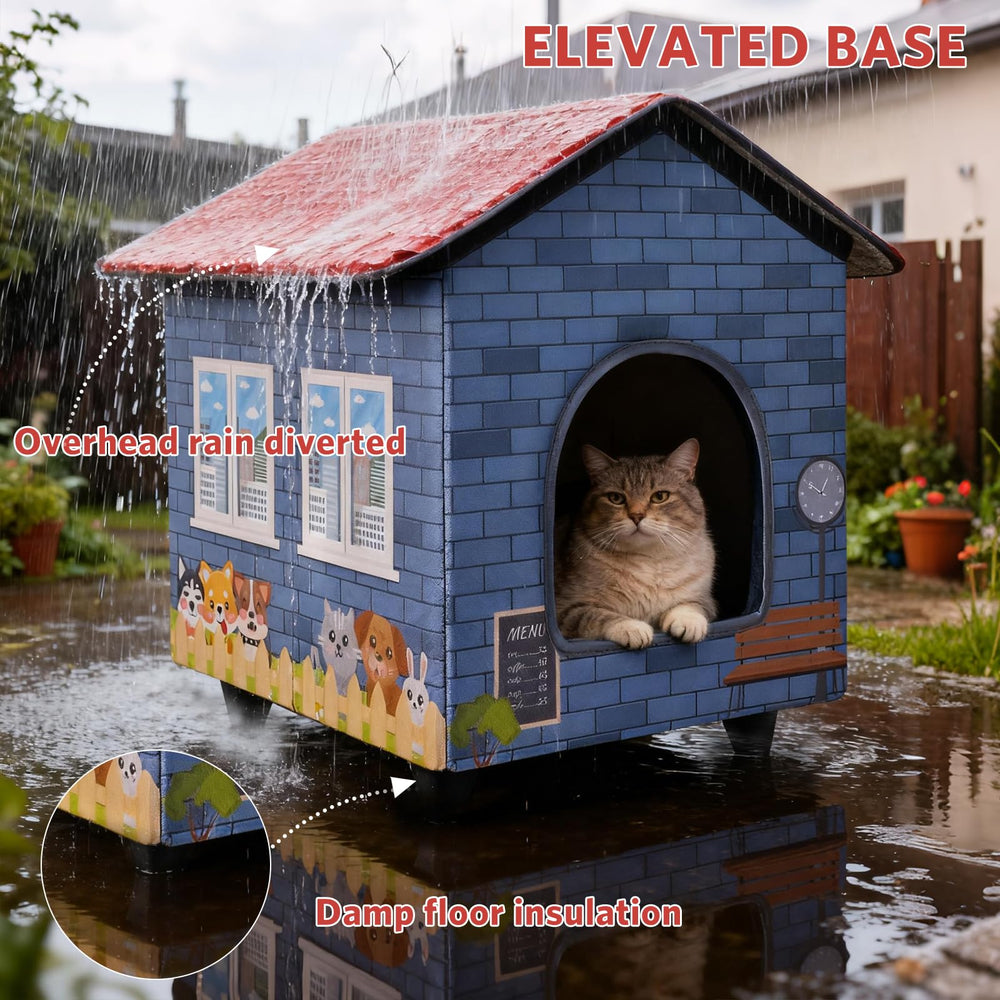 PETZOOKA casa gatos base elevada y cortinas de puerta, reduce pérdidas de calor.