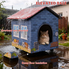 PETZOOKA casa gatos base elevada y cortinas de puerta, reduce pérdidas de calor.