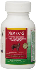 Pfizer Nemex-2, botella, tratamiento cómodo para eliminar gusanos en perros.