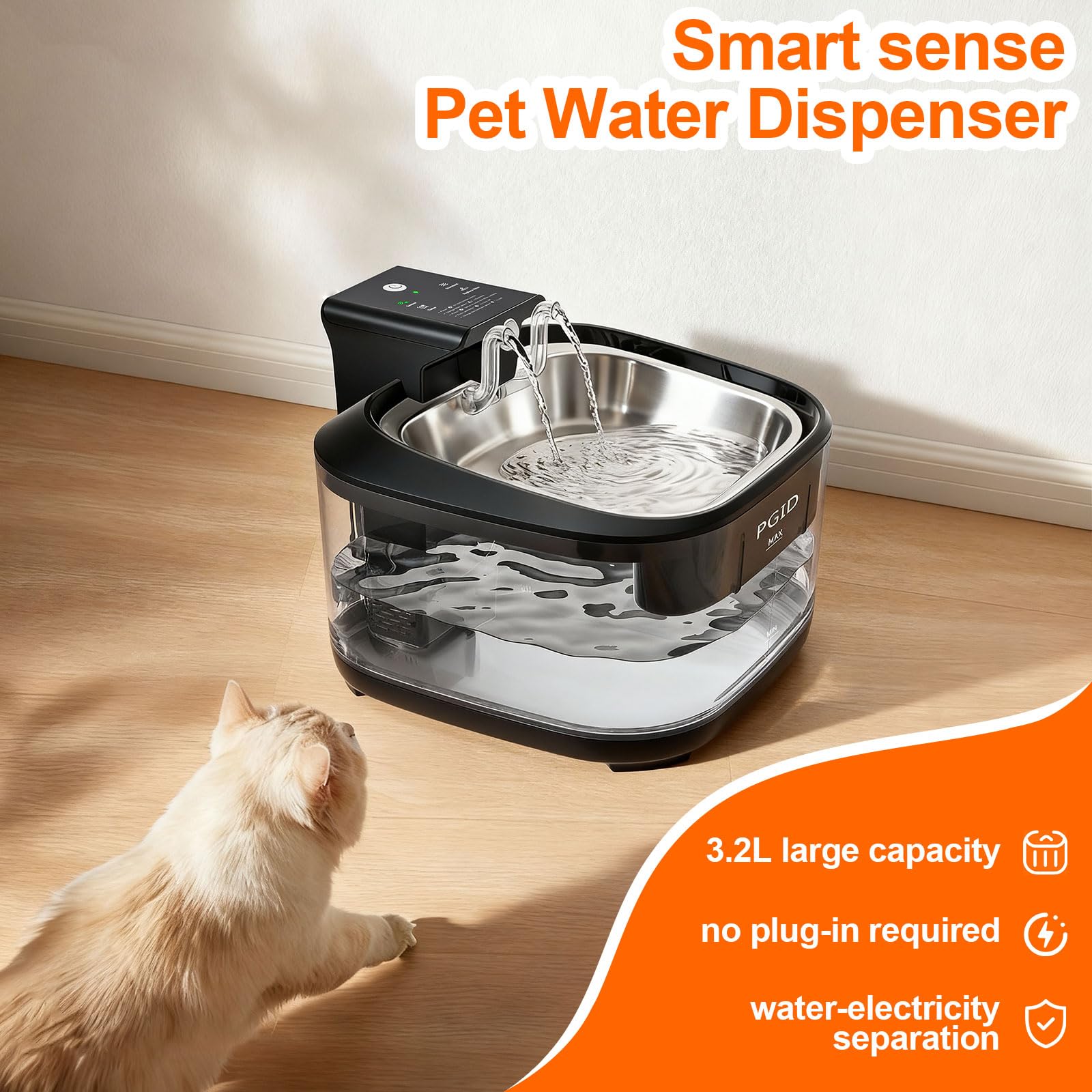 Bebedero PGID para mascotas con batería recargable de 5000mAh