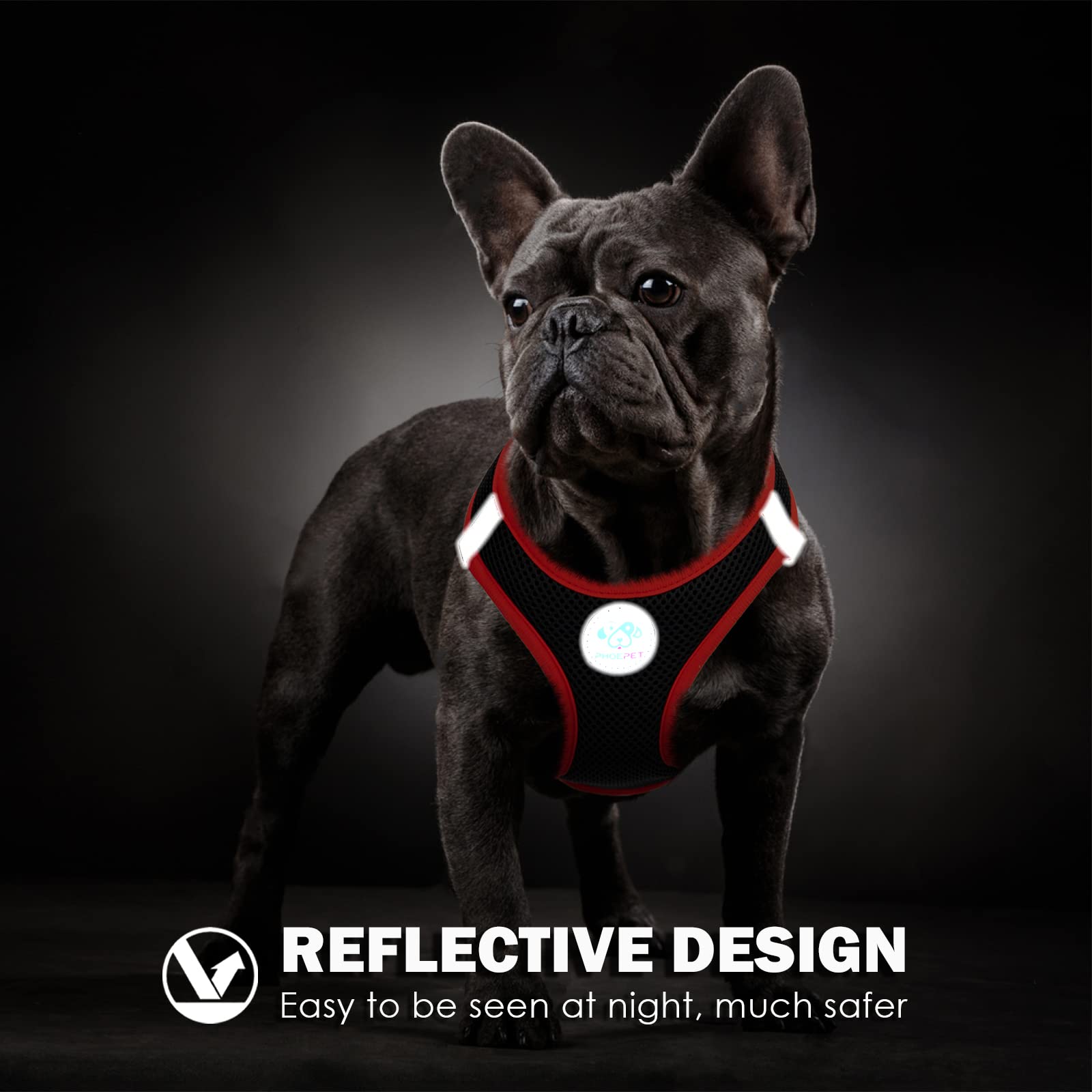 PHOEPET arnés ligero con malla de aire, confort para mascotas sensibles.