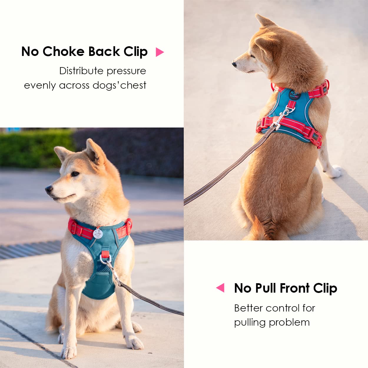 PHOEPET arnés ajustable con cuatro correas para ajuste perfecto
