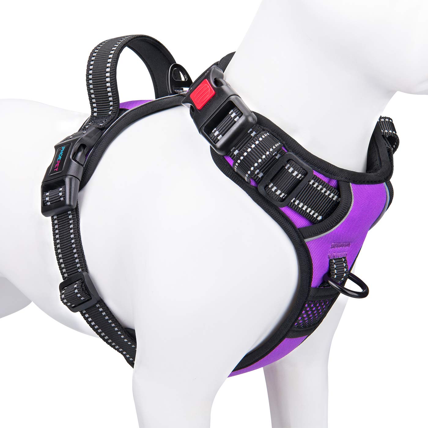 PHOEPET arnés sin tirones para perros pequeños con clip frontal morado para paseos suaves