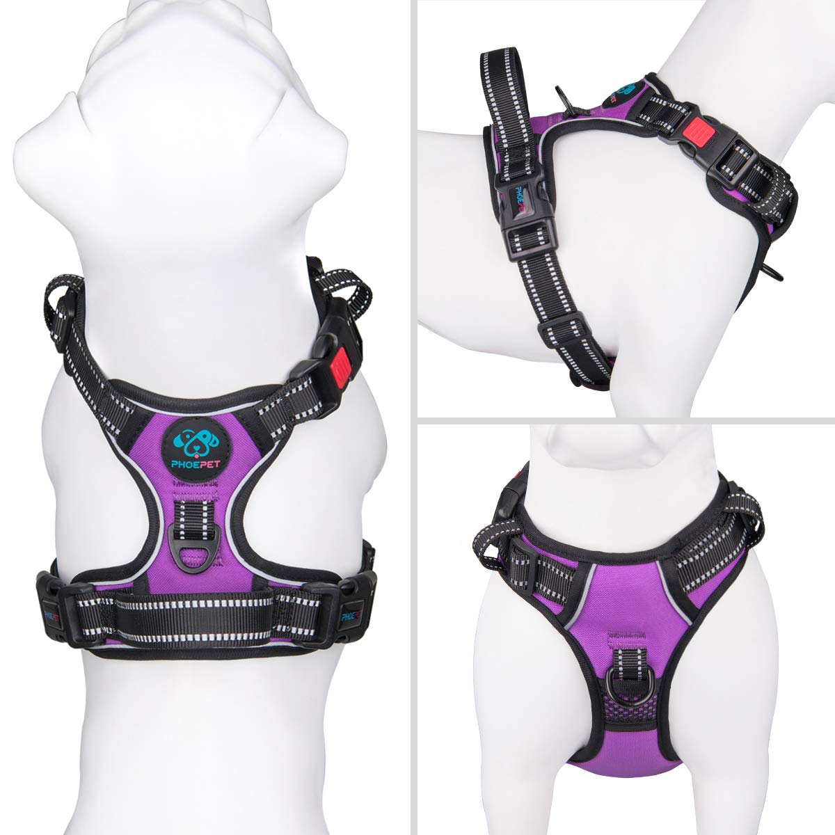 PHOEPET arnés reflectante morado mejora visibilidad nocturna para perros pequeños