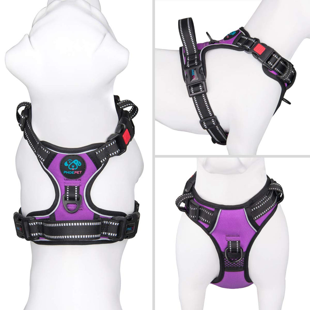 PHOEPET arnés reflectante morado mejora visibilidad nocturna para perros pequeños