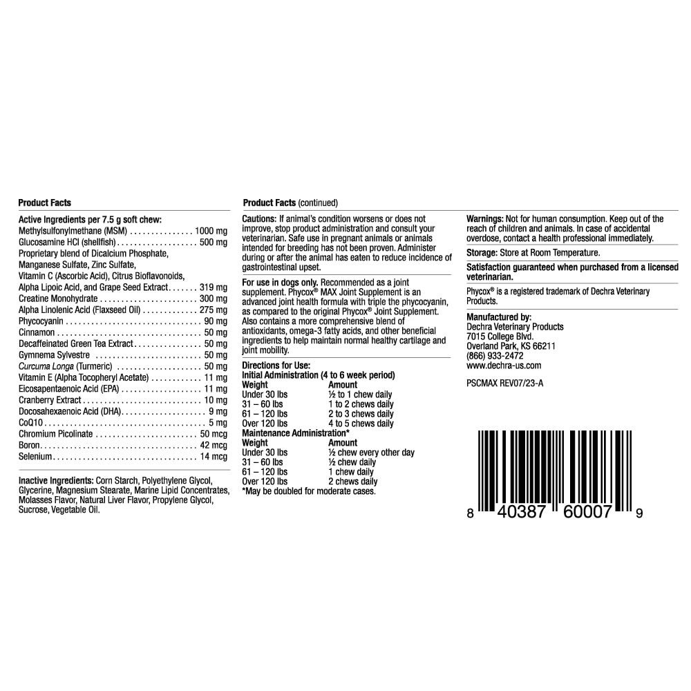 Phycox MAX masticables etiqueta nueva para reconocimiento rápido