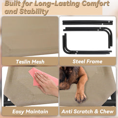 PHYEX cama elevada para perro descansando sobre la malla, favorece la ventilación.
