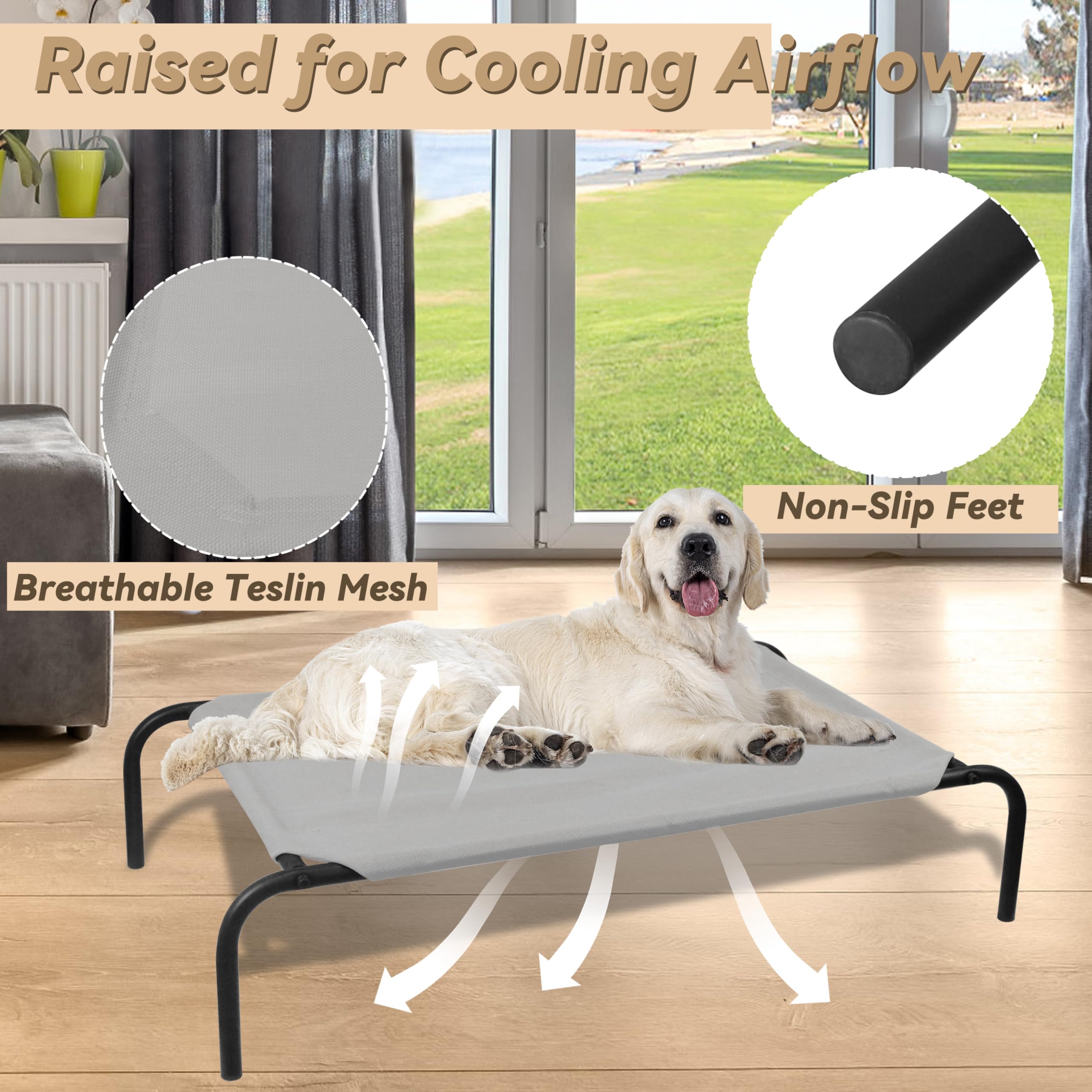 PHYEX cama elevada para perros grandes con ensamblaje rápido para montar