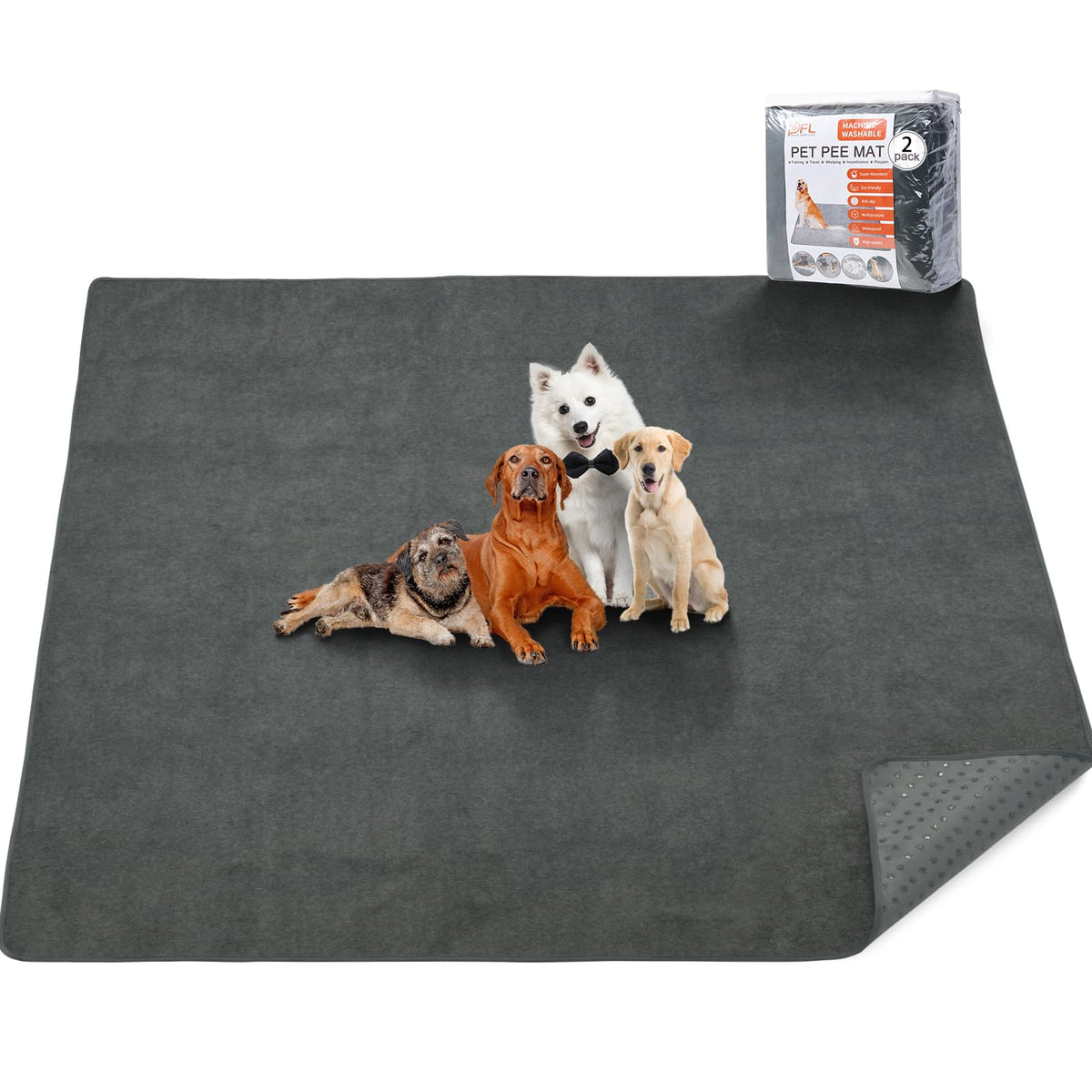 PICK FOR LIFE Almohadillas lavables para perros 48x60; absorben humedad y protegen superficies.