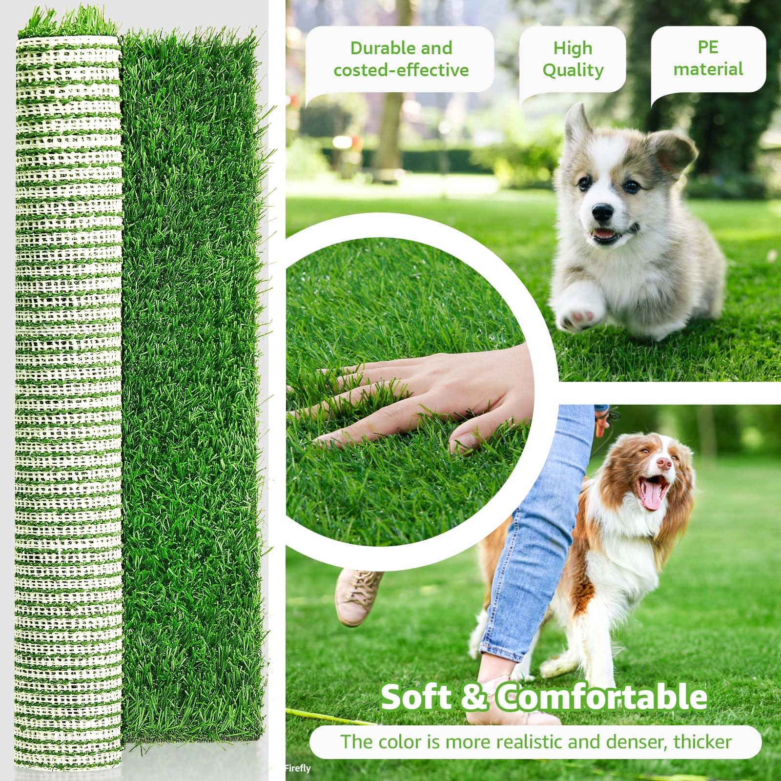 PICK FOR LIFE césped artificial para perros, limpieza fácil con agua jabonosa.