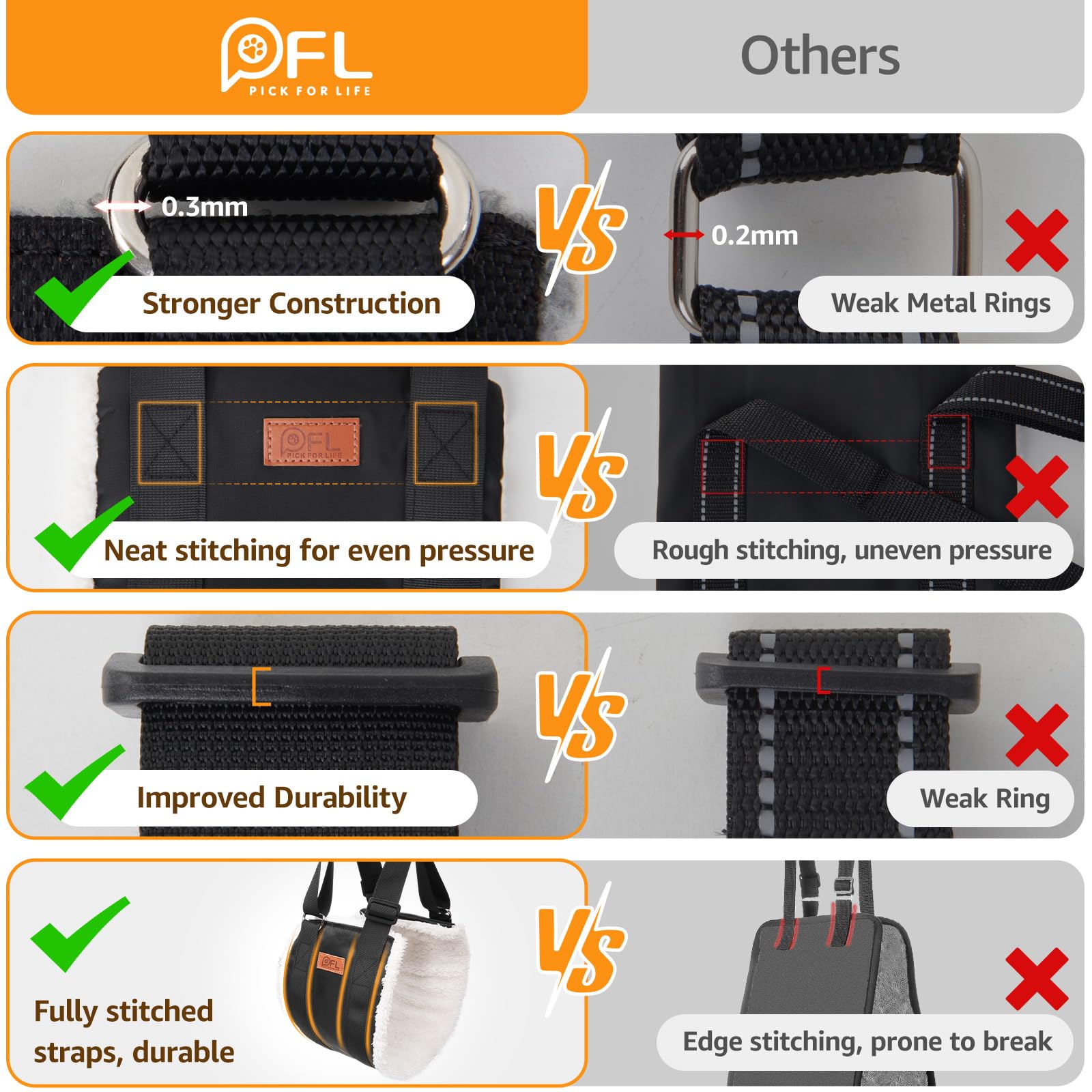 PICK FOR LIFE: exterior de tela Oxford, resistente para perros grandes.