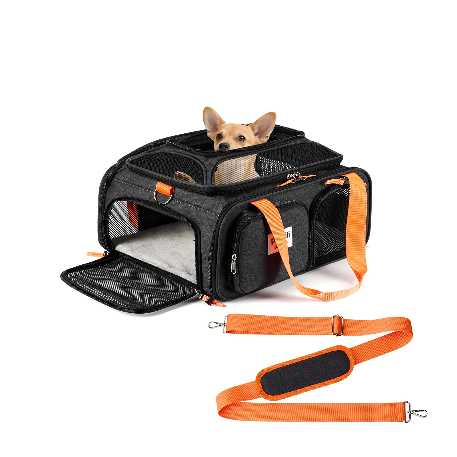 Pidipiti transportín para mascota Frontier-Allegiant expandible, ideal para cabina.