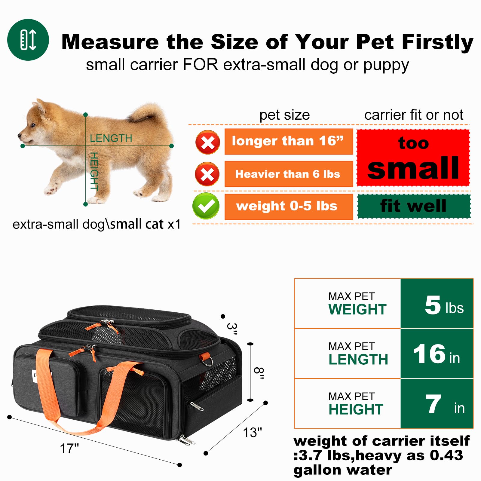 Pidipiti transportín con techo expandible para mayor comodidad de la mascota.