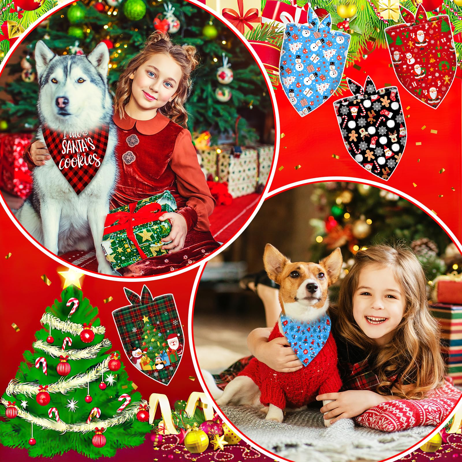 Piklodo bandanas navideñas para perro, regalo práctico para dueños y mascotas en Navidad.